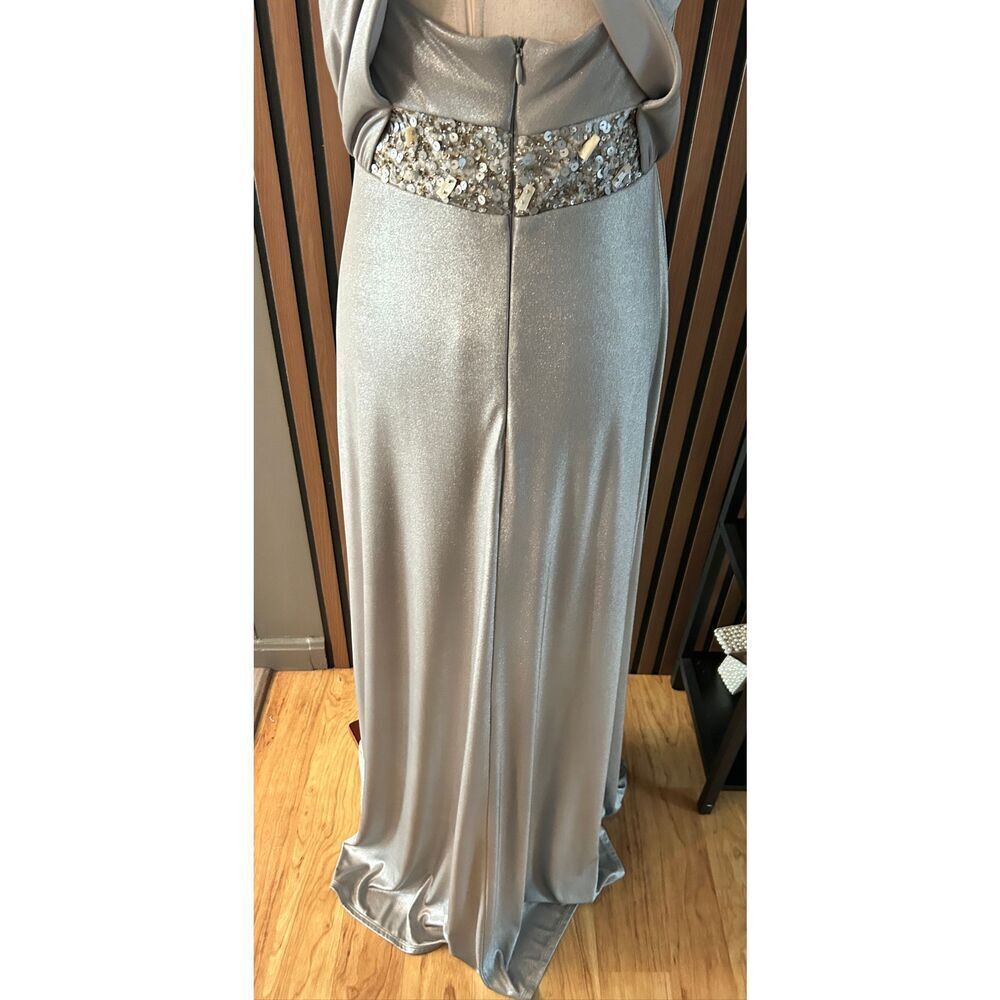 David Meister silver sparkly evening gown dress size 6 long maxi prom homecoming - Picture 5 of 7